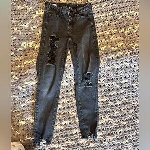 American Eagle Outfitters Black Distressed Skinny Jeans